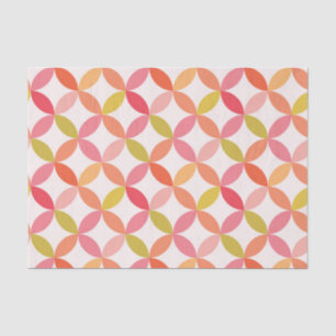 Papier Mousseline Mi-siècle moderne rose rouge orange Cercles