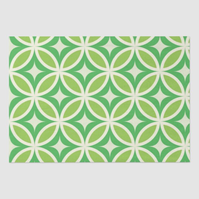 Papier Mousseline Mi-siècle Moderne Starburbs Cercles Vert (Recto)
