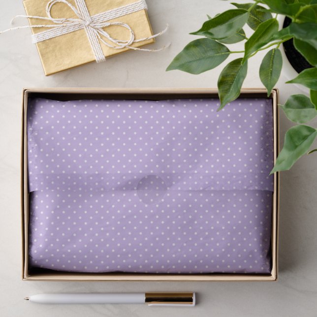 Papier Mousseline Micro Polka Dot White - Soft Lavender (Cadeau)