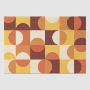 Papier Mousseline Mid Century Moderne demi cercles jaune et orange