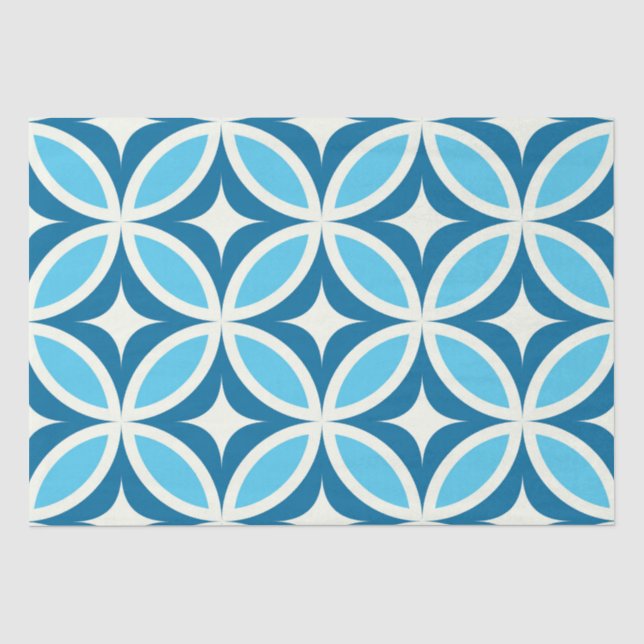 Papier Mousseline Mid siècle moderne géométrique Marine bleu (Recto)