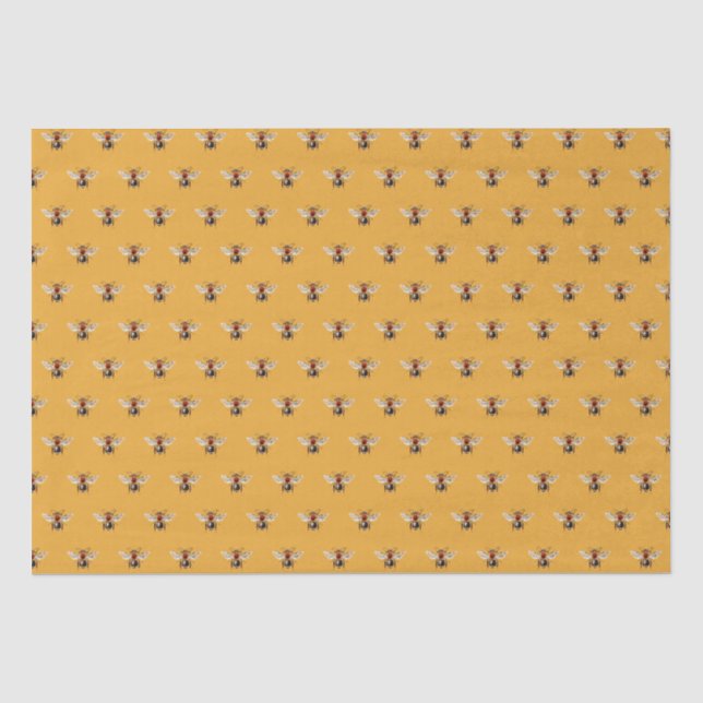 Papier Mousseline Miel Bee Motif Orange (Recto)