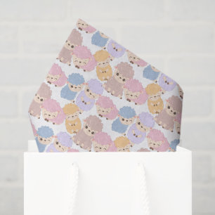 Papier Mousseline mignon baby shower carrelé petits agneaux 