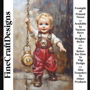 Papier Mousseline Mignon Enfant Steampunk Survêtement Rouge X9 Décou