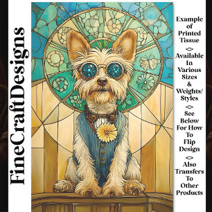 Papier Mousseline Mignon Yorkie Chien Steampunk Fantaisiste Y7 Décou