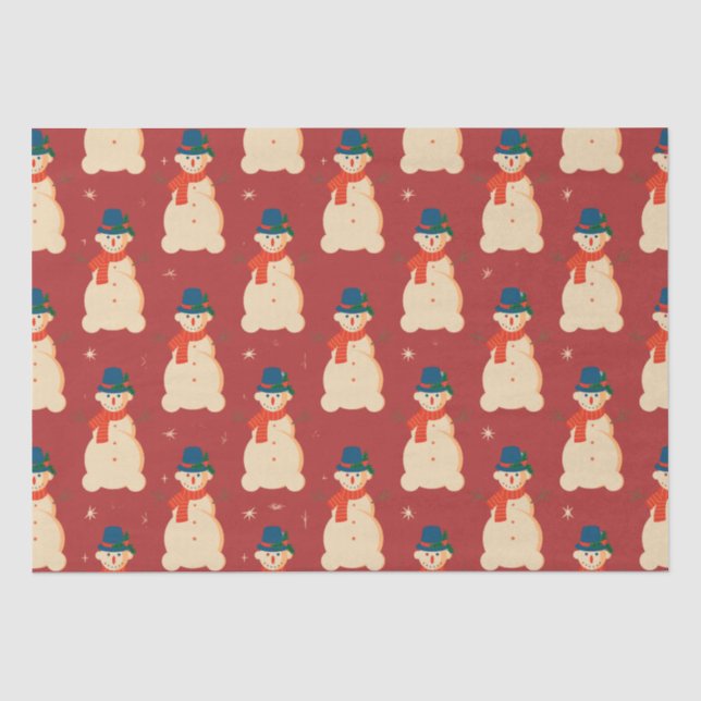 Papier Mousseline Mignonne bonhomme de neige de Noël (Recto)