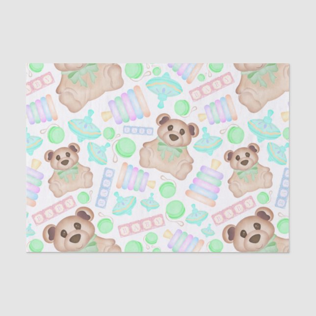Papier Mousseline Mignonne Genre Neutre Teddy Bear Bébé (Recto)
