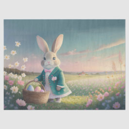 Papier Mousseline Mignonne lapin de Pâques en petite veste bleue