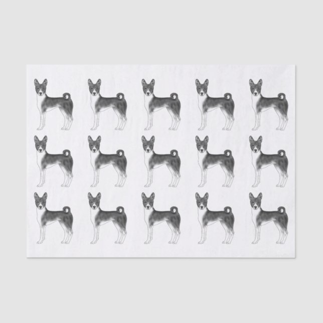 Papier Mousseline Mignonne Motif D'Un Chien Basenji En Noir Et Blanc (Recto)