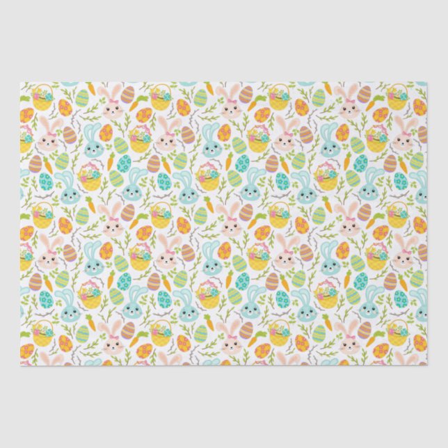 Papier Mousseline Mignonne Motif lapin de Pâques (Recto)
