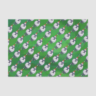 Papier Mousseline Mignonne mouton à Santa Chapeau sur vert