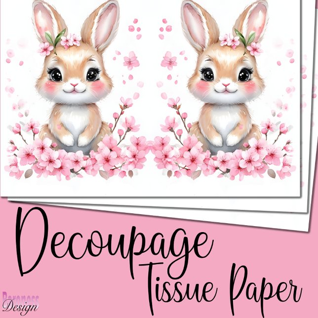 Papier Mousseline Mignonne petite fleur rose lapin (Créateur téléchargé)