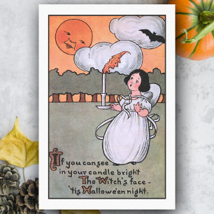 Papier Mousseline Mignonne Vintage fille et Halloween bougie avec vi