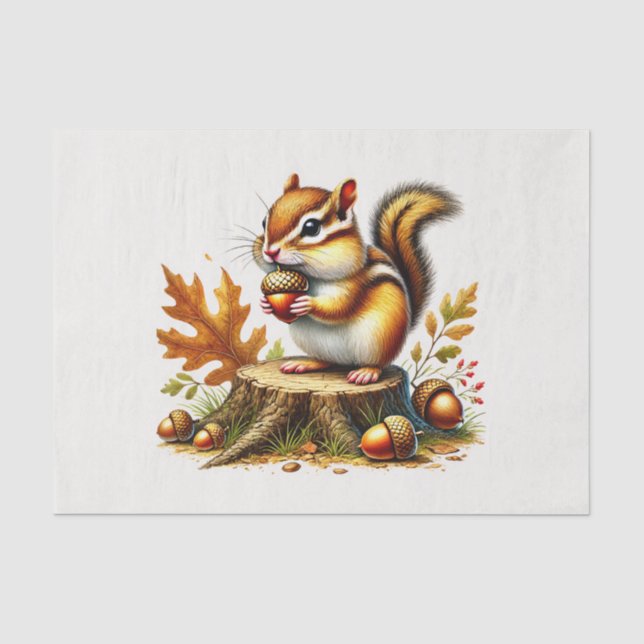 Papier Mousseline Mignons animaux de bois découpage chipmunk (Recto)