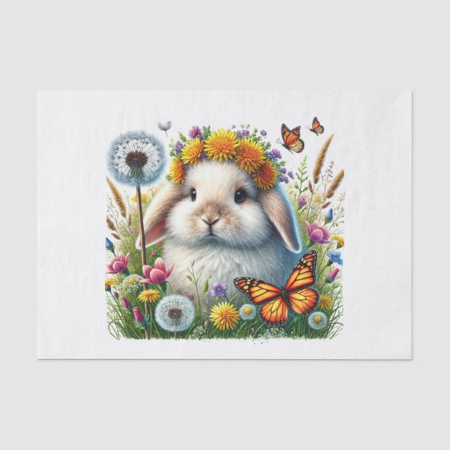 Papier Mousseline Mignons animaux de bois découpage lapin (Recto)