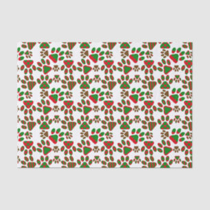 Papier Mousseline Mignons Empreintes de pattes Rouge Vert Motif