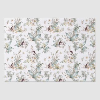 Papier Mousseline Mignons lapins vintage découpage floral