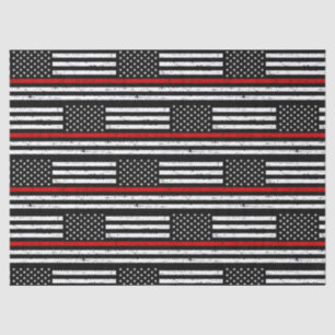 Papier Mousseline Mince Red Line Drapeau pompier retraite pompier