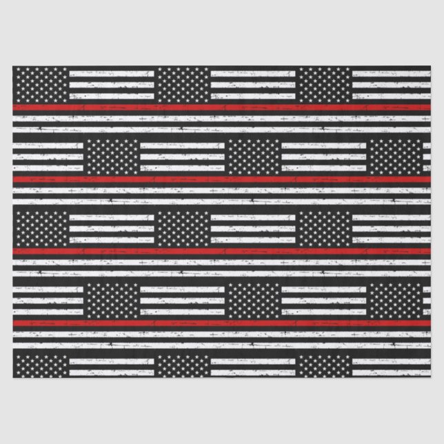 Papier Mousseline Mince Red Line Drapeau pompier retraite pompier (Recto)