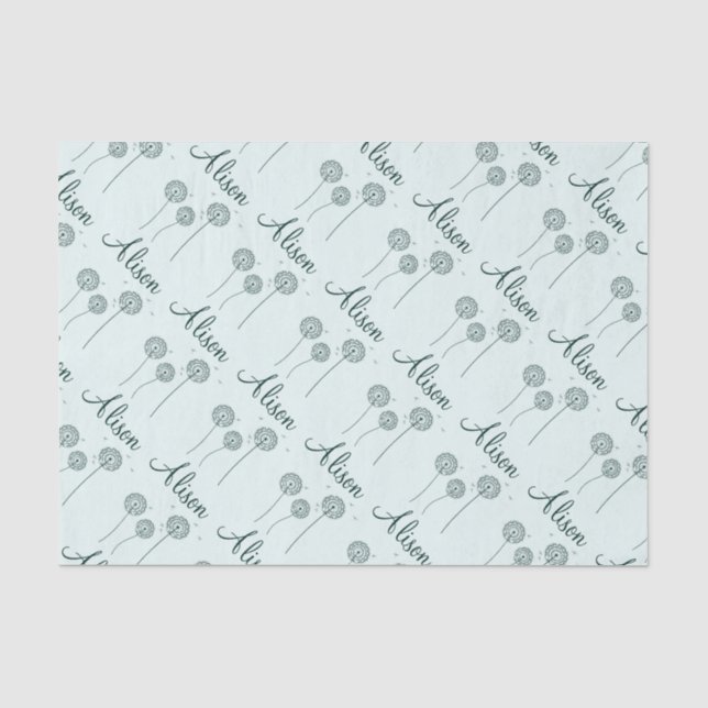 Papier Mousseline Mini Mint Blanc Dandelion Nom Cute Floral (Recto)