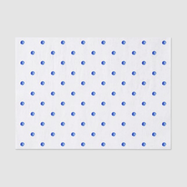 Papier Mousseline Mini Pois d'aquarelle bleu (Recto)