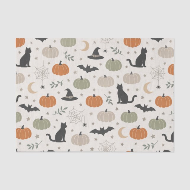 Papier Mousseline Minimalist Cat Pumpkin Halloween (Recto)