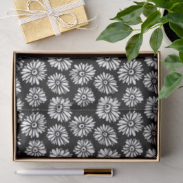 Papier Mousseline Minimalist Groovy Black and White Daisy Pattern