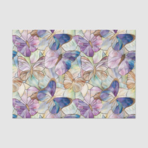 Papier Mousseline Mint Aqua Bleu Papillons pourpres