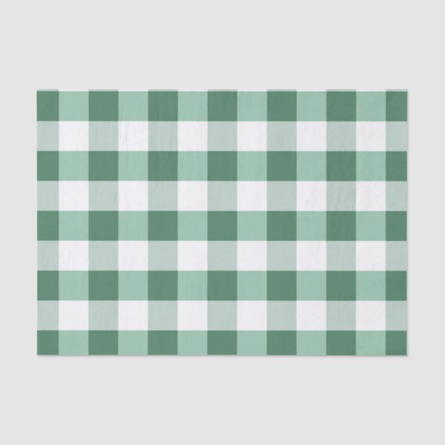 Papier Mousseline Minty Forest Green Tartan Plaid Motif Imprimer (Recto)