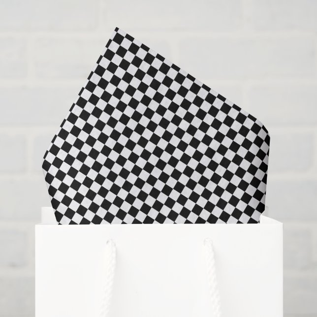 Papier Mousseline Minuscule noir et blanc coché (Sac cadeau)