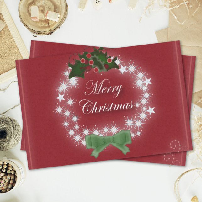 Papier Mousseline Mistletoe à couronne d'étoile moderne Joyeux Noël (Modern star wreath mistletoe Merry christmas party Tissue Paper)