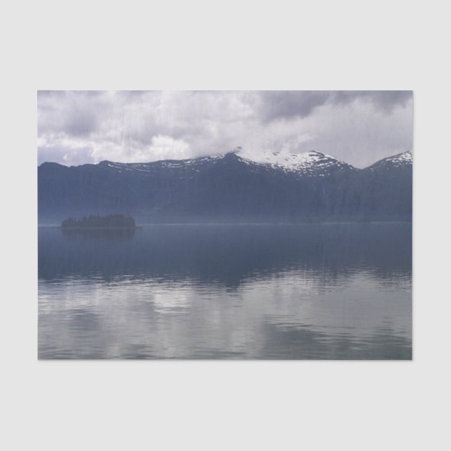 Papier Mousseline Misty Alaskan Sea dans les tons bleu (Recto)