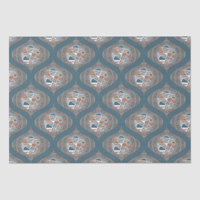 Papier Mousseline Mocha & Accent Abstrait Turquoise Mandala Retro Og (Recto)