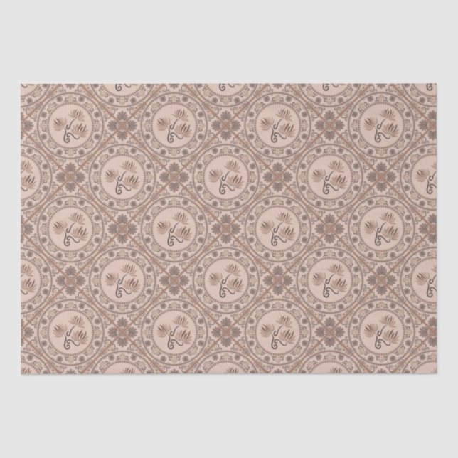 Papier Mousseline Mocha Rococo Revival Mandala Geo Diamond Tile (Recto)