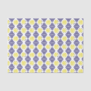 Papier Mousseline Modèle de Damas de lémon blanc et marine