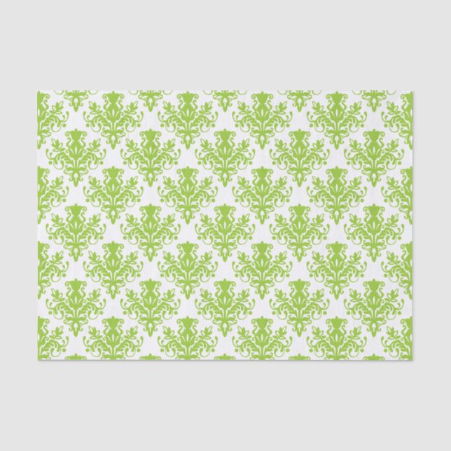 Papier Mousseline Modèle de Damas - Vert marial (Recto)
