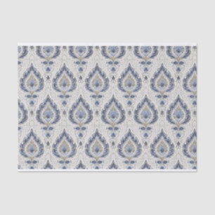 Papier Mousseline Modèle de Damas vintage dans les tons bleu