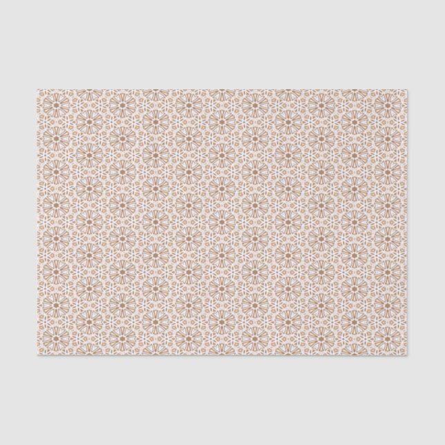 Papier Mousseline Modèle floral Brown et blanc (Recto)