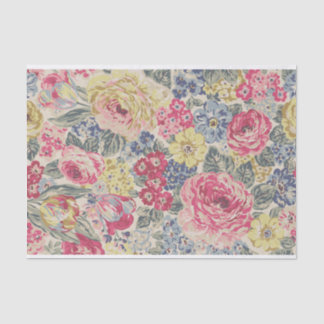 Papier Mousseline Modèle floral coloré rétrograde illustré