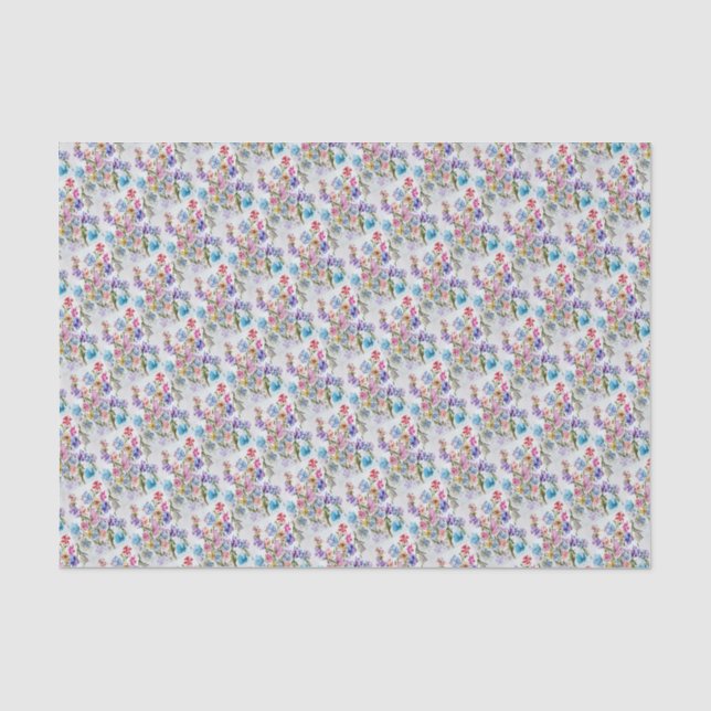 PAPIER MOUSSELINE MODÈLE FLORAL ÉLÉGANT ET BLANC (Recto)