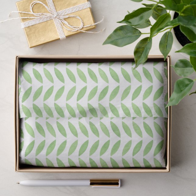 Papier Mousseline Modèle floral feuille verte (Cadeau)