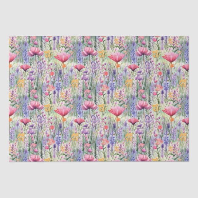Papier Mousseline Modèle floral Fleur sauvage de marguerite enchanté (Recto)