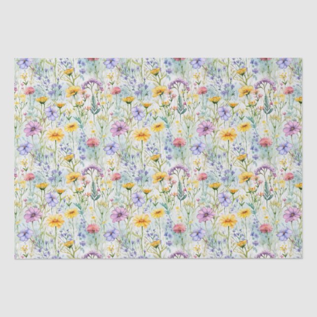 Papier Mousseline Modèle floral Fleur sauvage de marguerite jaune (Recto)