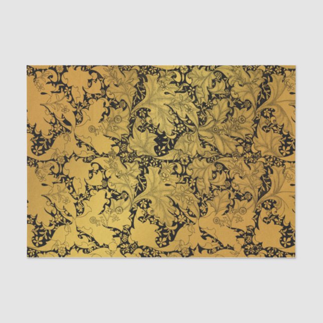 Papier Mousseline Modèle Floral Or Fleur orientale (Recto)