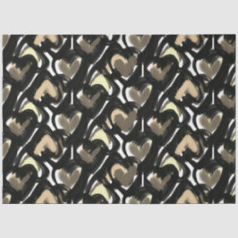Papier Mousseline Modèle moderne Gras Illustré Sepia Hearts