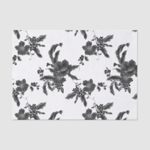 Papier Mousseline Modèle vintage de floraison noire