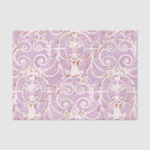 Papier Mousseline Modèle vintage pourpre et beige Damas