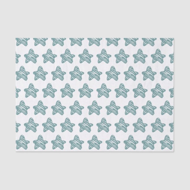 Papier Mousseline Modern Blue Star Sketch Pattern (Recto)