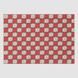 Papier Mousseline Modern Cute chat Père Noël Xmas Holly vérificateur