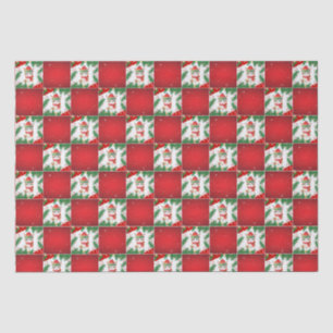 Papier Mousseline Modern Cute chat Père Noël Xmas Holly vérificateur
